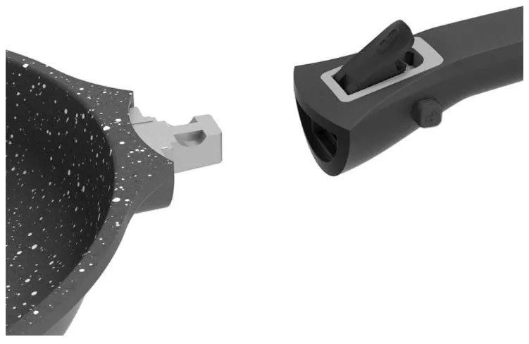 Касерола с махаща се дръжка ZEPHYR ZP 4321 20NC, 2.5 литра, 20х9.5 см, Мраморно покритие, Индукция, Черен