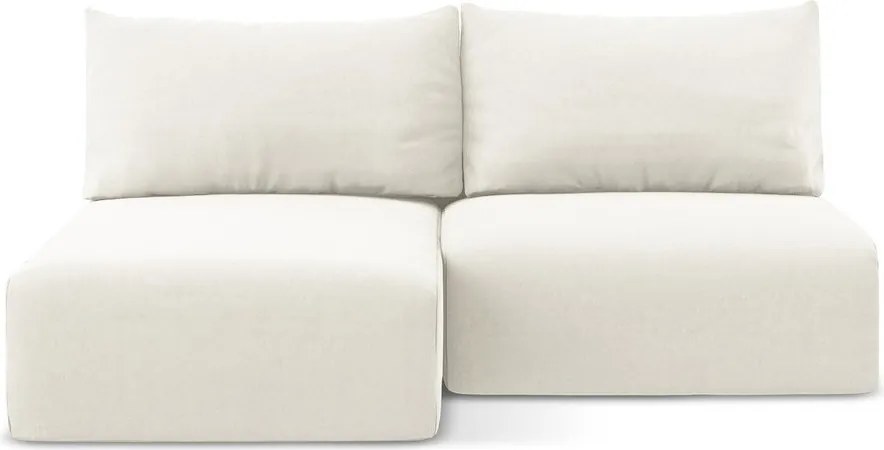 Кремав кадифен сгъваем/с място за съхранение ъглов диван (ляв ъгъл) Kalena – Makamii