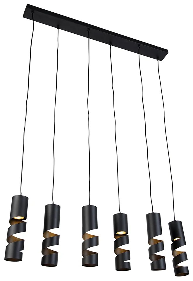 Moderne hanglamp zwart 6-lichts - Stream