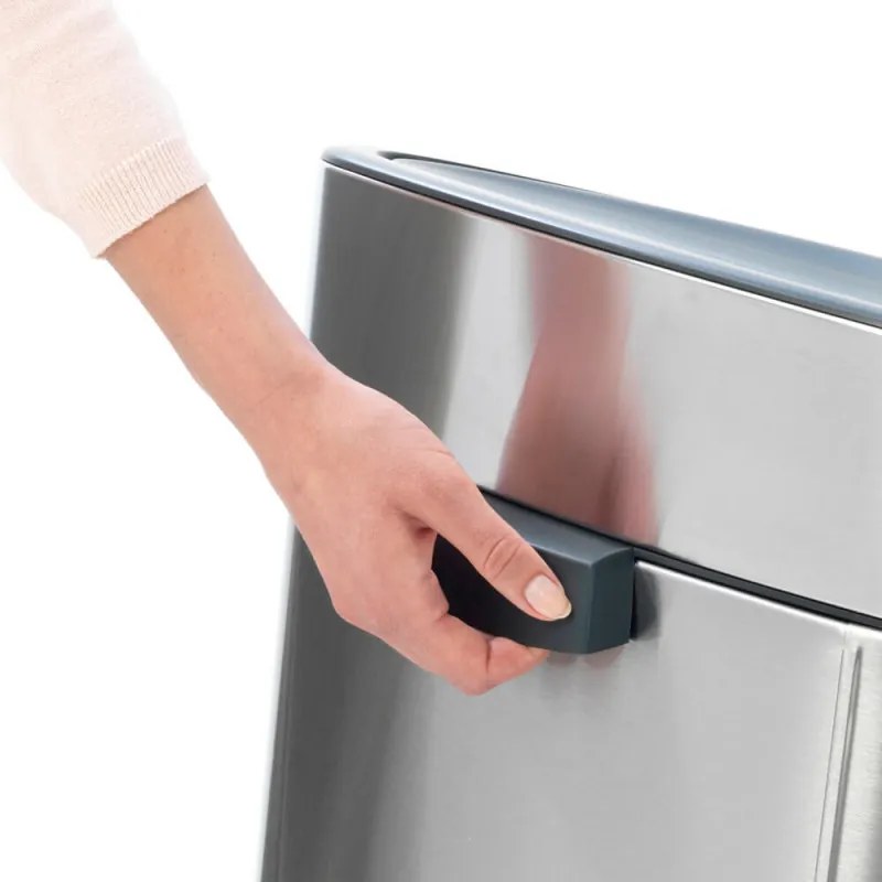 Кош за боклук Brabantia Touch Bin New 650529, 40 л, Безшумно и плавно затваряне, Плосък гръб, Сив/инокс