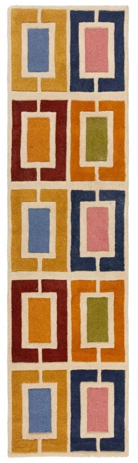 Ръчно изработена вълнена пътека 60x230 cm Retro Blocks – Flair Rugs