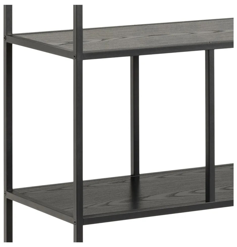 Черна етажерка за книги в декор от ясен 135x150 cm Seaford - Actona