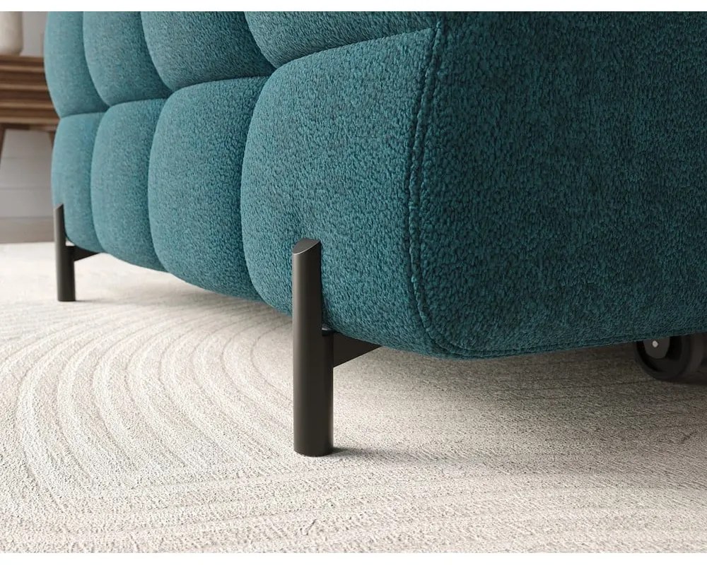 Син сгъваем/с място за съхранение ъглов диван от прежда с примки от букле (ляв ъгъл) Felro – ELTAP