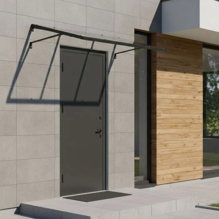 Входна поликарбонатна козирка над вратата със стоманена конструкция Ширина: 80 см | Дължина: 110 см