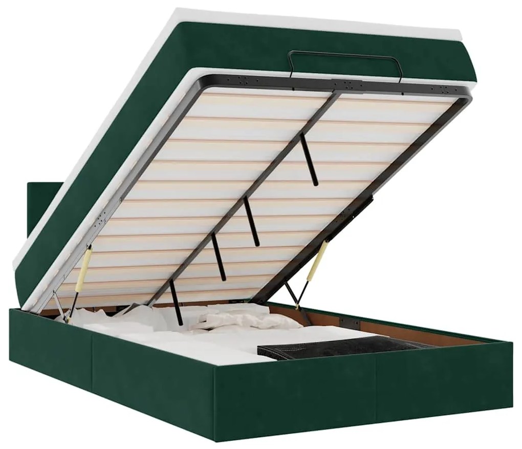 3311696 vidaXL Османска легло с матрак, тъмнозелено, 120x200 см, кадифе