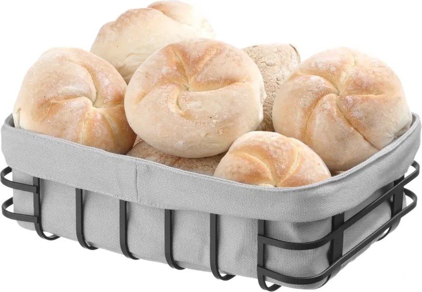 Черно-сива кошница за хляб с текстилна подплата , 18 x 25 cm - Hendi