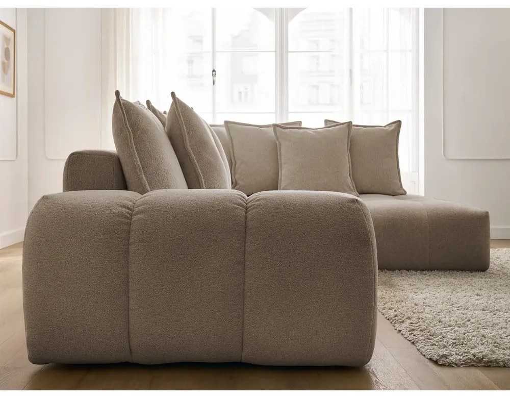 Кафяво-сив шенилов сгъваем/с място за съхранение ъглов диван (десен ъгъл/L форма) Everest – Bobochic Paris