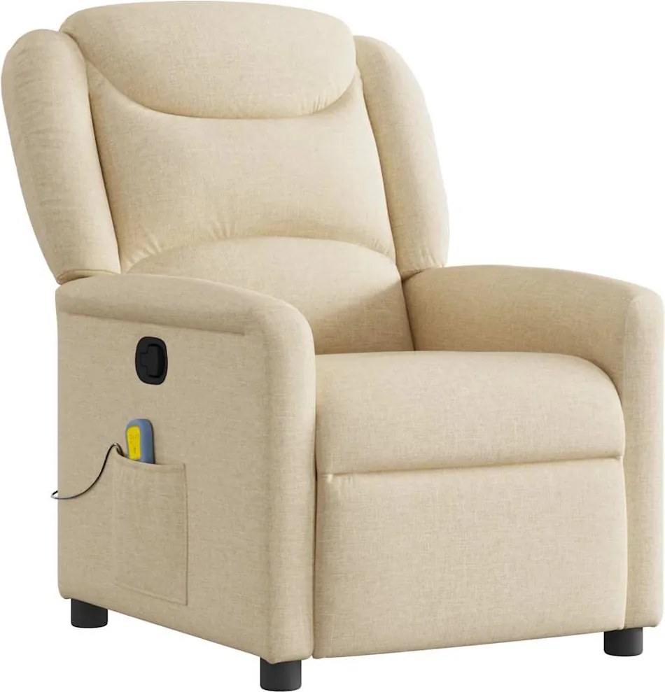 4015614 vidaXL Масажен наклоняем стол, кремав, текстил