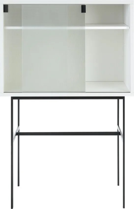 Сиво-бежова витрина с плъзгащи се врати 70x109x40 cm Lekko – noo.ma