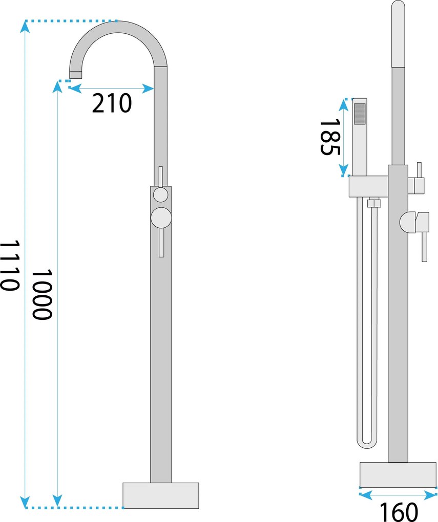 Cмесител-свободно стоящ  Rea Lungo Copper