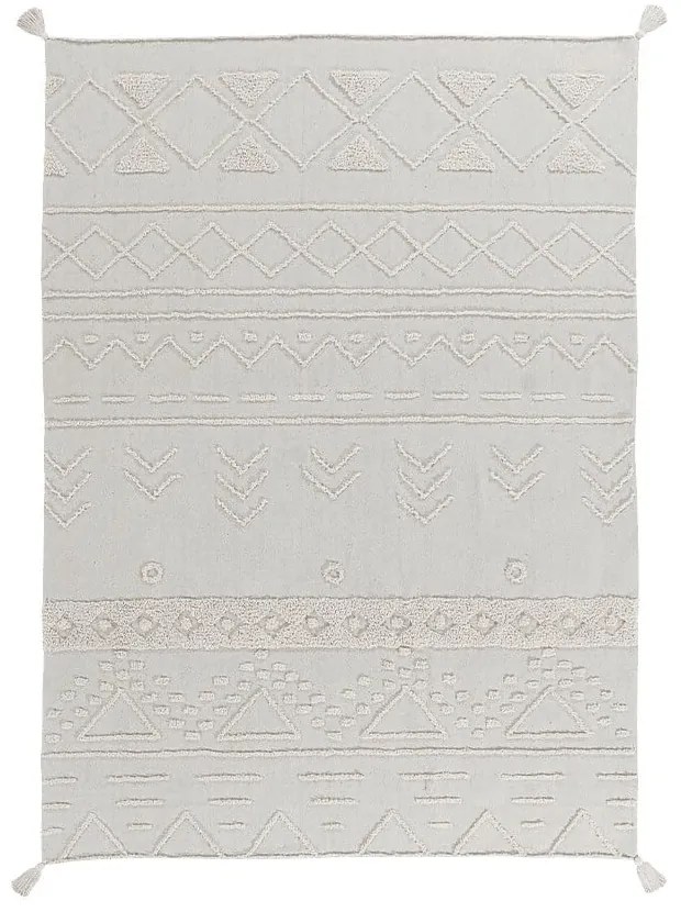 Бял ръчно изработен памучен килим подходящ за пране 140x200 cm Tribu Natural – Lorena Canals