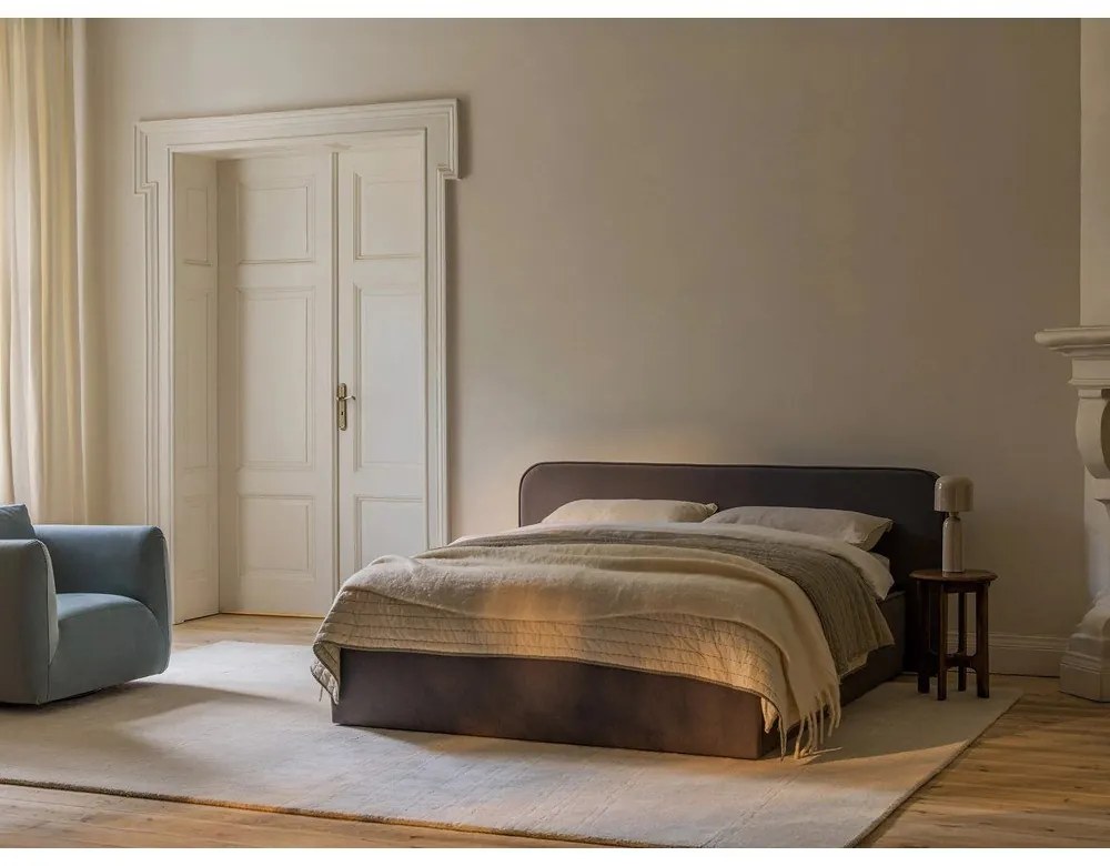 Черно двойно тапицирано легло с място за съхранение с включена подматрачна рамка 180x200 cm Elizabeth – Micadoni