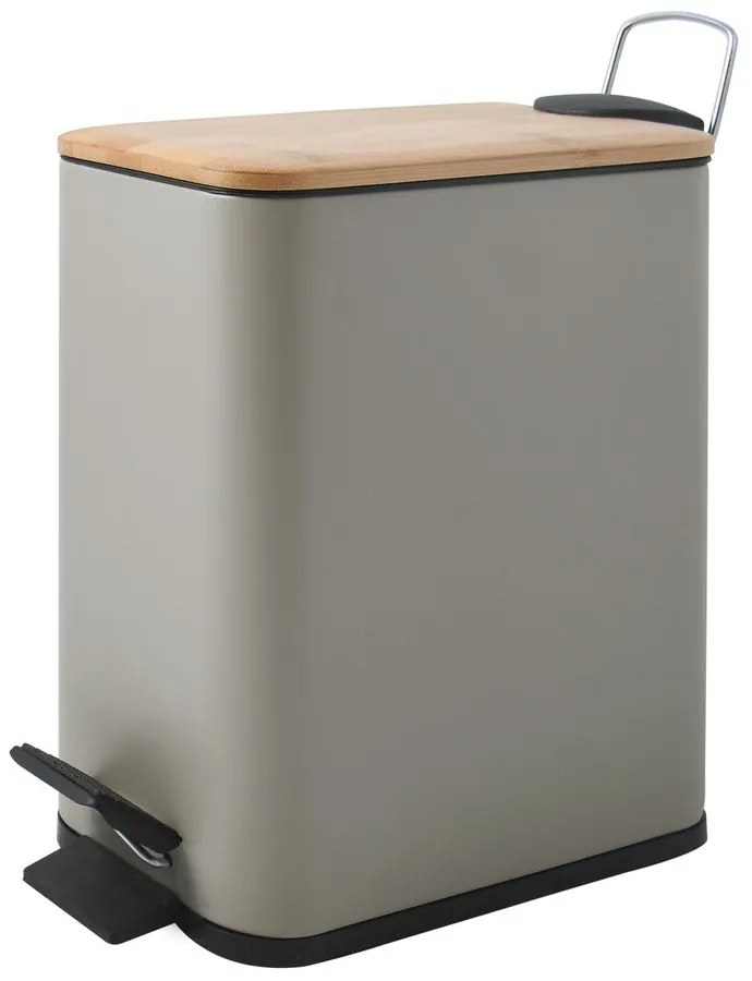 Кафяво-сиво стоманено кошче за боклук с педал 5 l Erik – Spirella