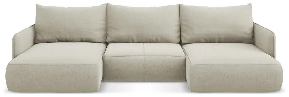 Кремав разтегателен ъглов диван с място за съхранение Nanea – Makamii