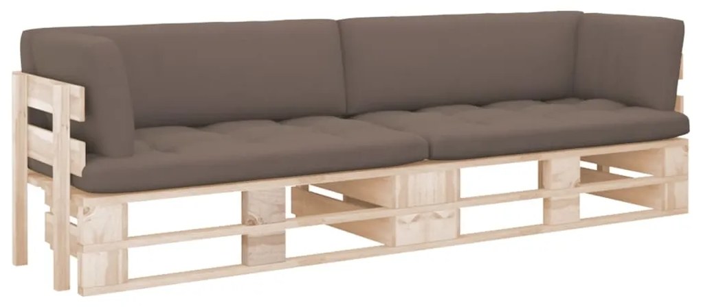 3066681 vidaXL 2-местен палетен диван с възглавници, бор с импрегнация