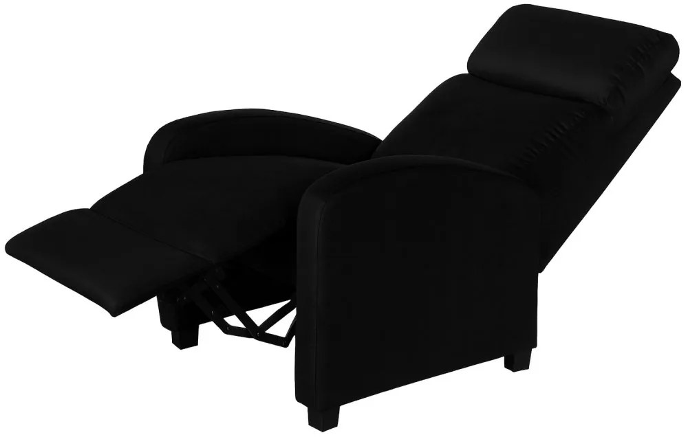 Стилен фотьойл с накланяне от черно кадифе