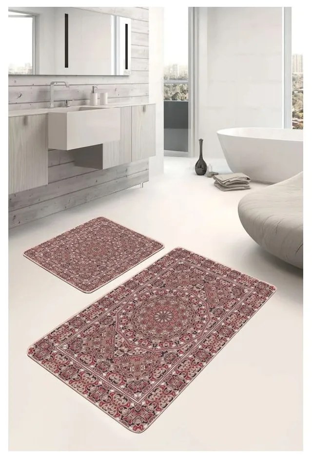 Кафяви кадифени килими за баня в комплект от 2 бр. 60x100 cm – Mila Home