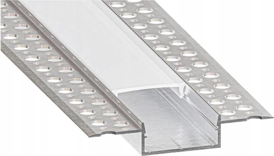 Вграден профил за LED ленти 1 м, сребърен/бял