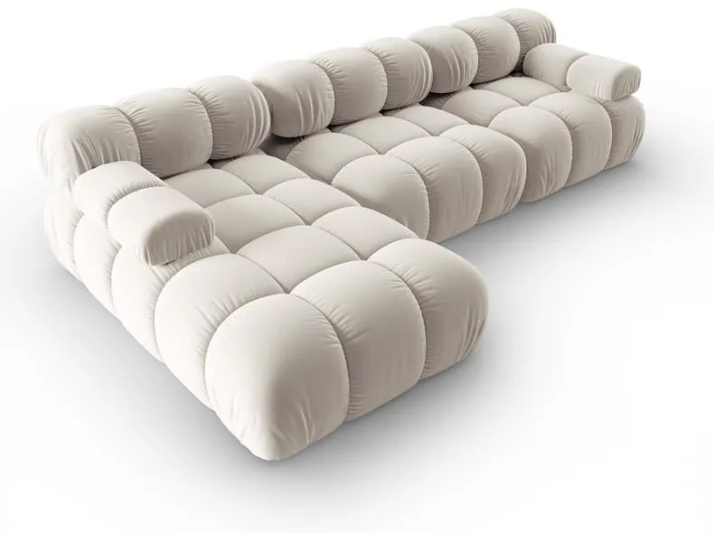 Бежов кадифен модулен ъглов диван (ляв ъгъл) Bellis – Micadoni