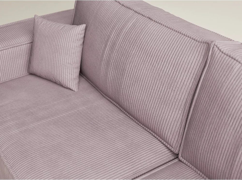 Лилав сгъваем/с място за съхранение ъглов диван от рипсено кадифе (десен ъгъл/L форма) Tonga – Maison de Rêve