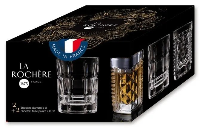Комплект от 4 чаши за шотове La Rochère , 60 ml Assortis - La Rochére