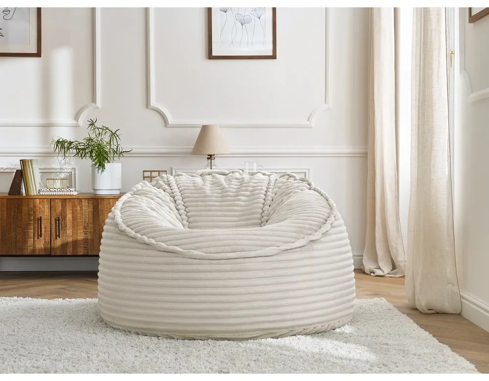 Бежов пуф от рипсено кадифе Socrate – Bobochic Paris