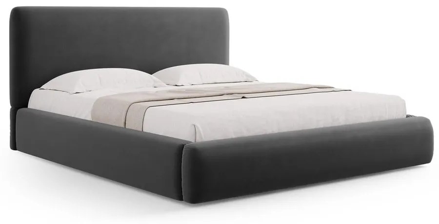 Тъмносиво двойно тапицирано легло с място за съхранение с включена подматрачна рамка 180x200 cm Colonel – Cosmopolitan Design