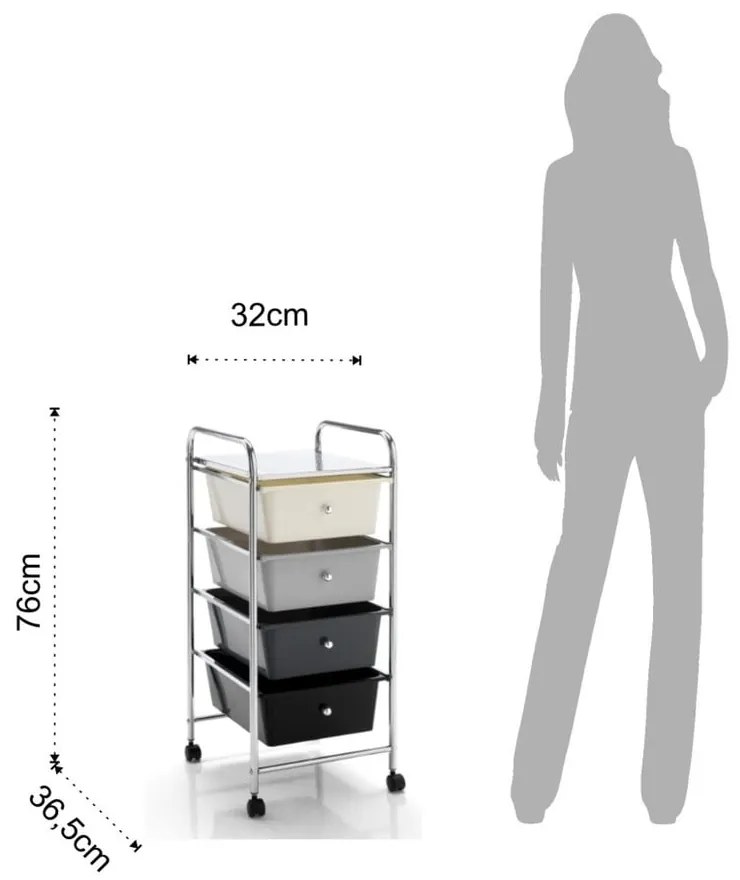 Мобилна количка с 4 чекмеджета Air - Tomasucci
