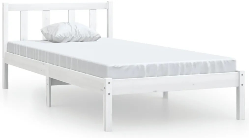 810068 vidaXL Рамка за легло, бяла, бор масив, 90x200 cм