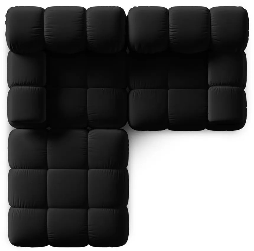 Черен ъглов диван от кадифе Bellis - Micadoni Home