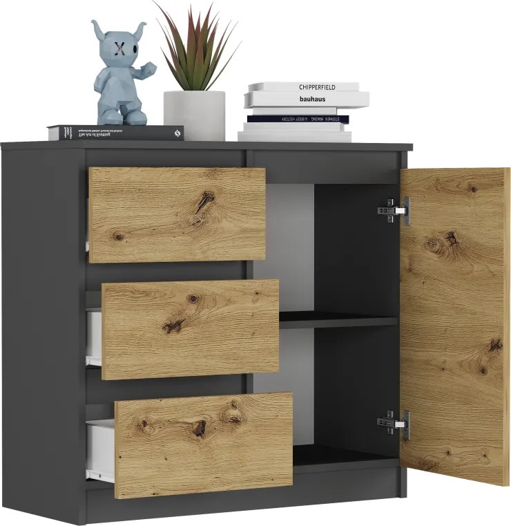 Комод R-80-S3 с чекмеджета 80 см - различни цветови варианти антрацит микс артисън