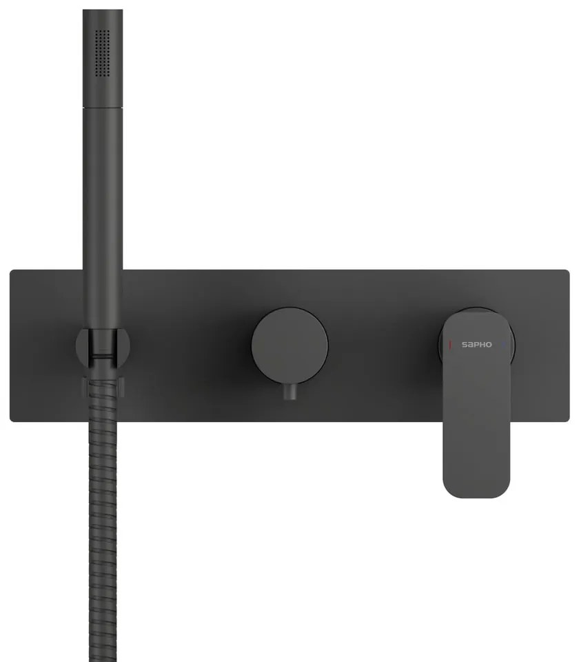 Матово-черна вградена душ батерия (2 изхода) Spy – Sapho