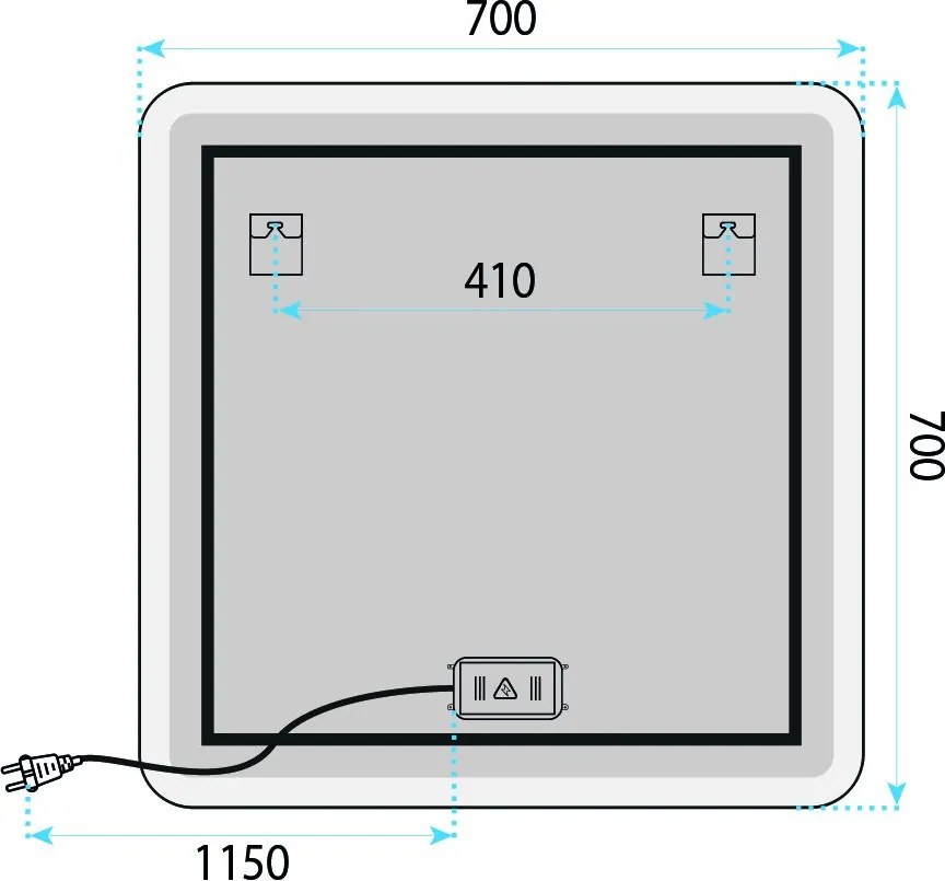 Огледало LED 70x70cm TOP-2