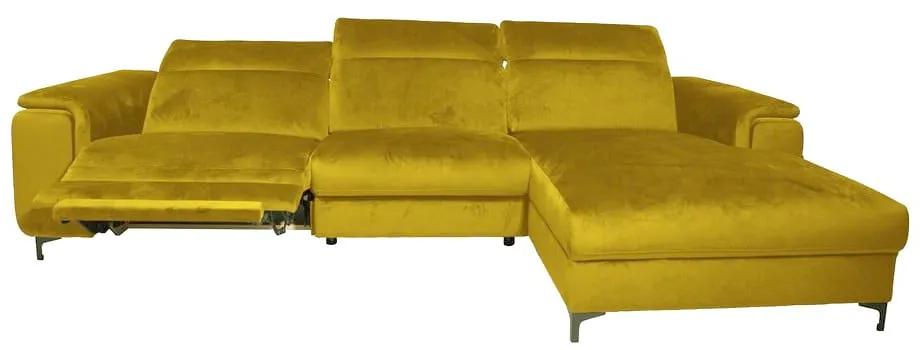 Ъглов диван от жълто кадифе (десен ъгъл) Brito - MESONICA