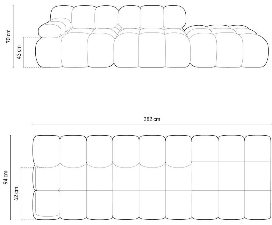 Светлосив модулен диван от прежда с примки от букле 288 cm Bellis – Micadoni