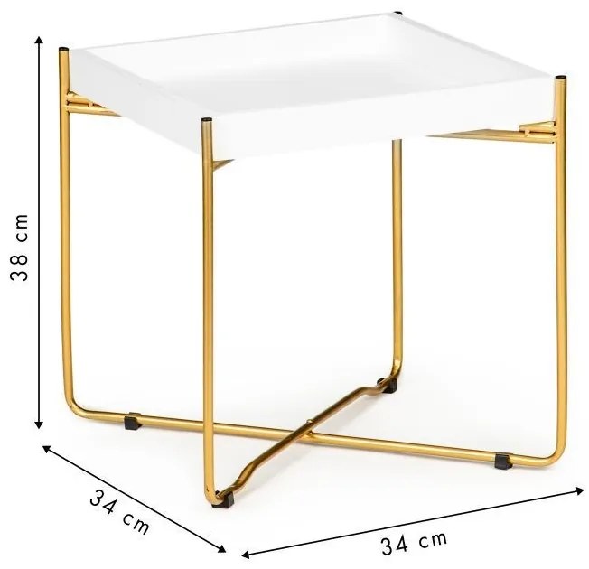 Елегантна бяла масичка за кафе със златни крачета