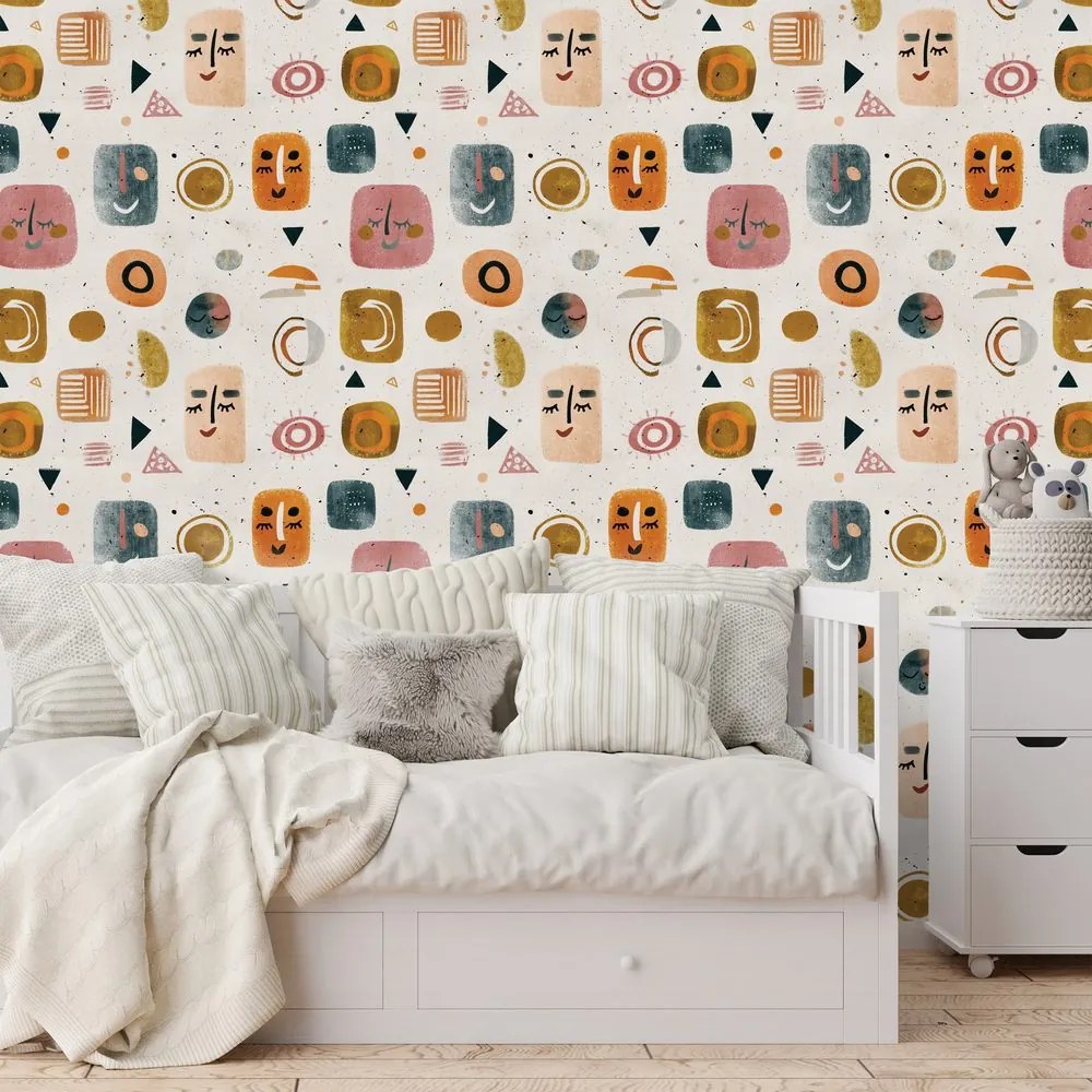 Самозалепващ тапет – Абстрактни лица и геометрия