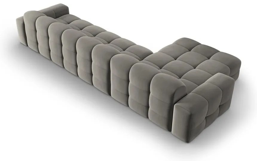 Ъглов диван от сиво кадифе (ляв ъгъл) Kendal - Micadoni Home