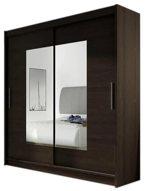Плъзгащ се гардероб CARLA VII с огледало, 180x215x57, шоколад