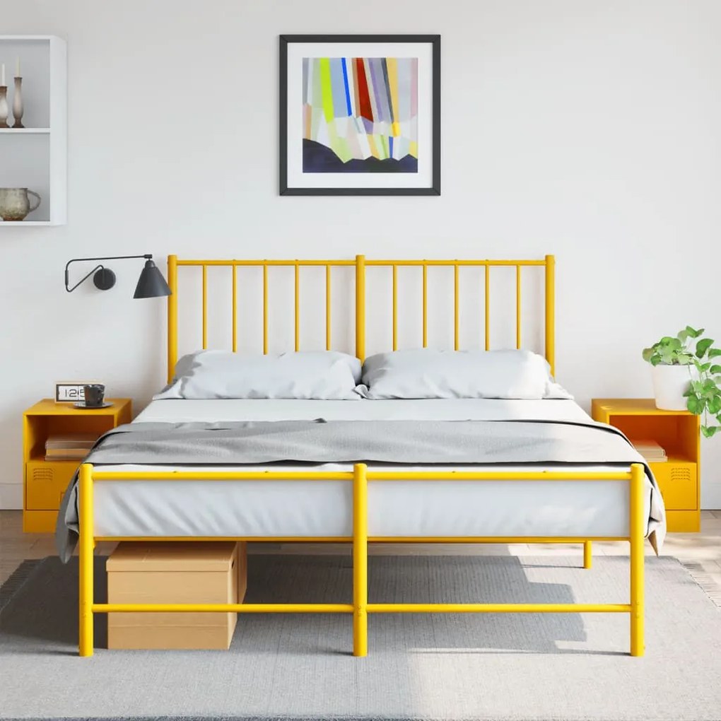 Sonata H Нощни шкафчета 2 бр горчица жълто 34,5x39x44 см стомана