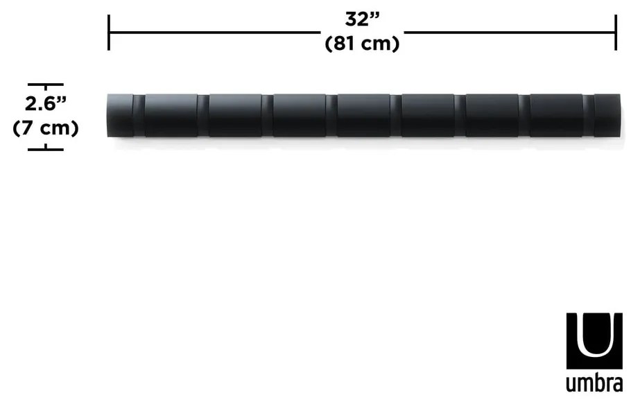 Черна стенна закачалка от ясенова дървесина Flip - Umbra