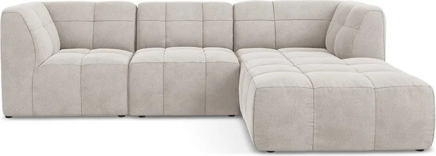 Бежов кадифен ъглов диван (десен ъгъл) Aloha – Makamii