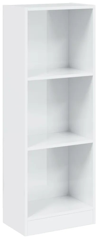 800834 vidaXL 3-етажна библиотека, бял гланц, 40x24x109 см, инженерно дърво