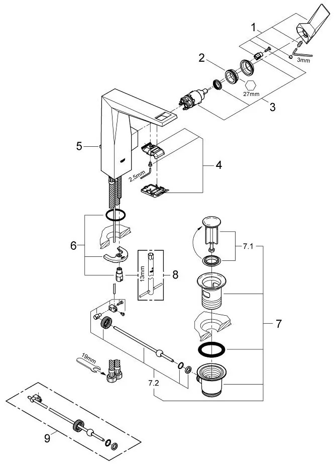 Кран за тоалетна Grohe Allure Brilliant Single High