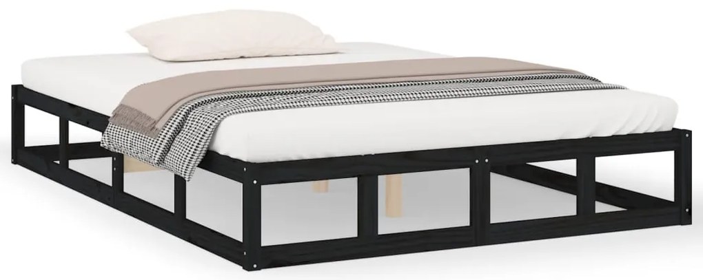 820810 vidaXL Рамка за легло черна 160x200 см масивно дърво