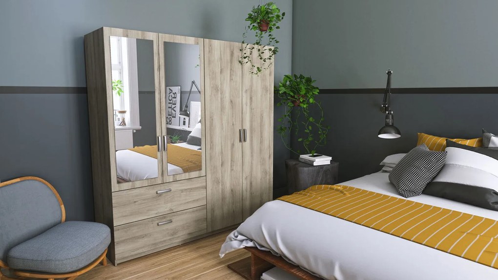 Гардероб Coben Четирикрилен-дъб