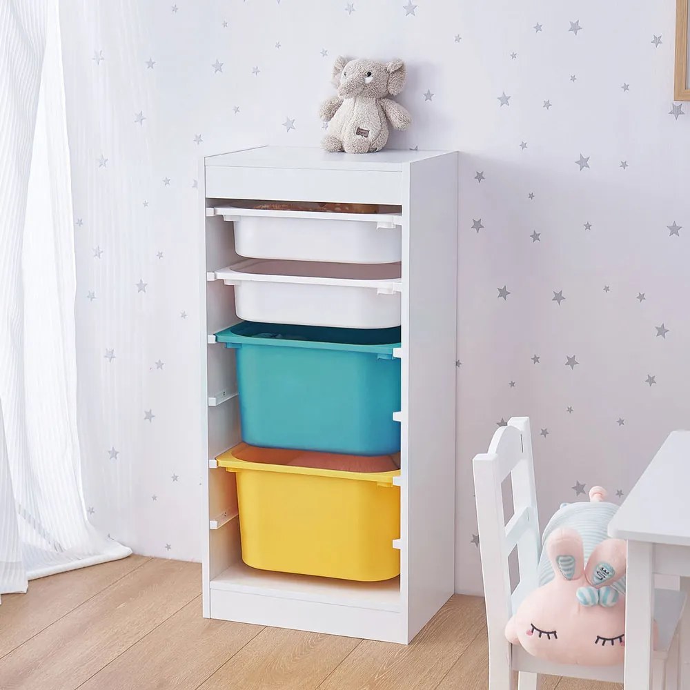 GINGER HOME Органайзер/етажерка с рафтове и 4 кутии WHITE