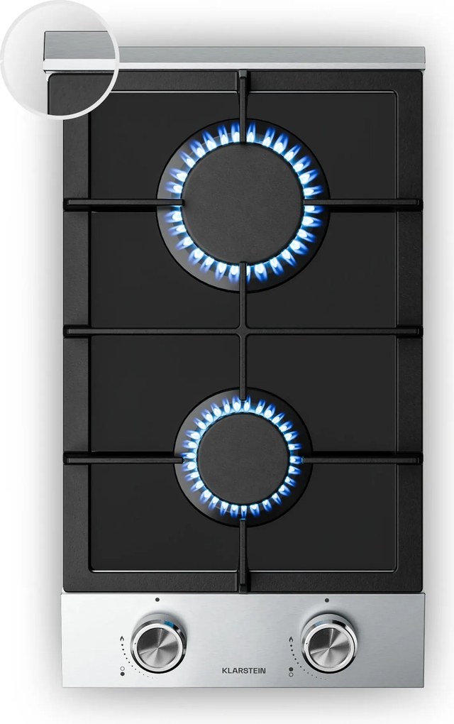 Klarstein Газов плот Verosteel, 2-зонов, с електрическо запалване, съвместим с природен газ и LPG, 4200 W, 30 см