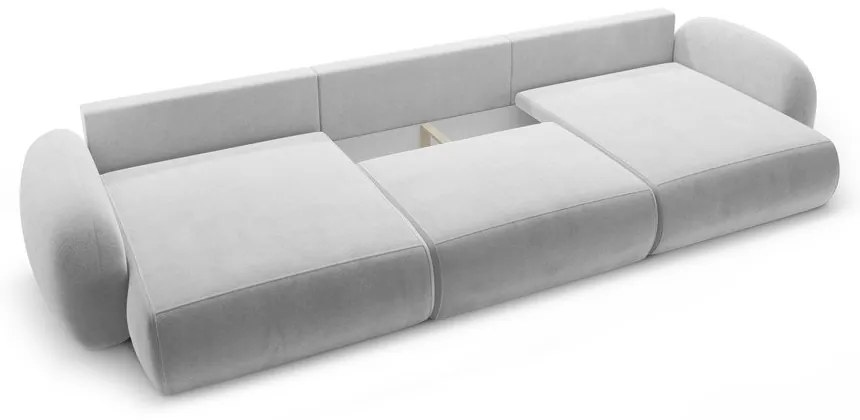 Светлосив кадифен сгъваем/с място за съхранение ъглов диван (U форма) Tonale – Cosmopolitan Design