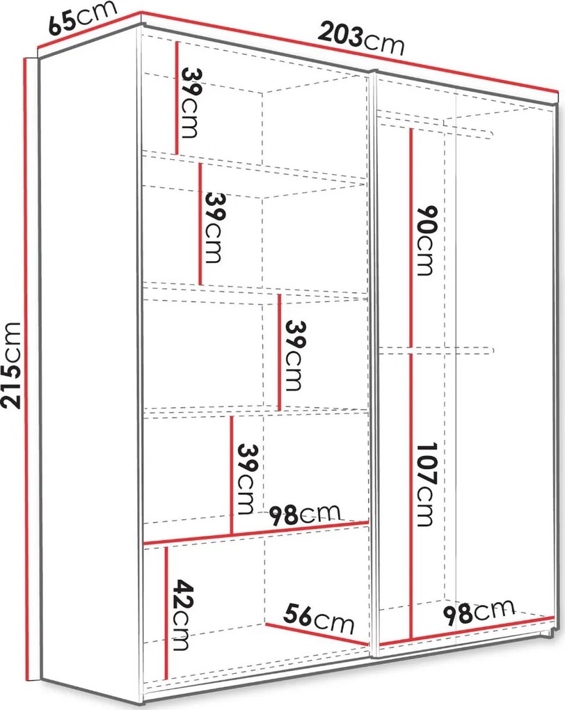 Гардероб Sintra 203 плъзгащ-Fusiko-Черно